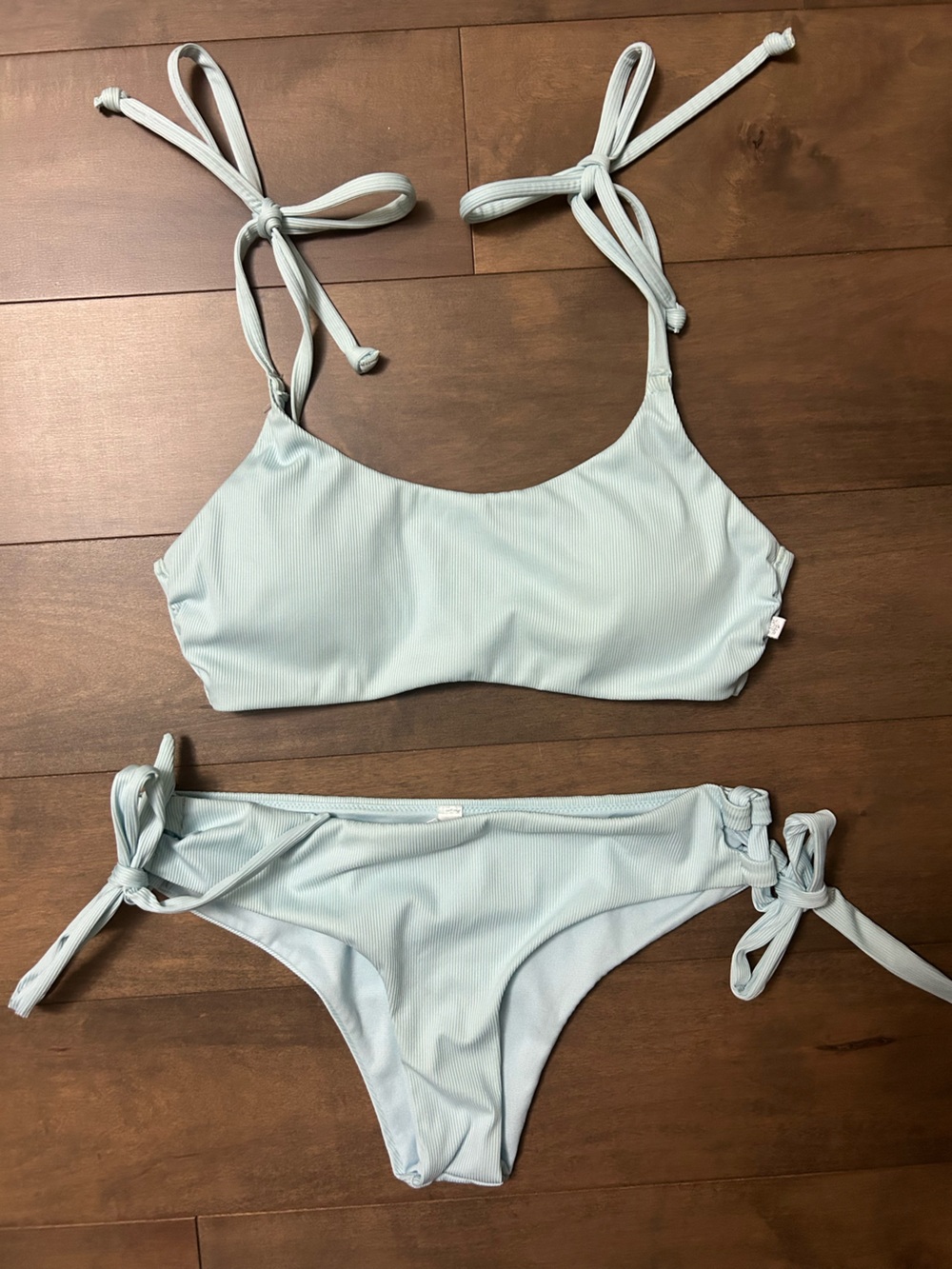 La Vie En Rose Pale Blue Girls Bikini Set with Tie Straps